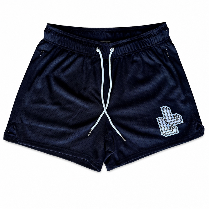 Translation missing: en.Black Lumberlegs Core Mesh Gym Shorts with white LL logo