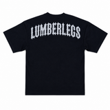 Black oversized  t-shirt with 'LUMBERLEGS' printed across upper back