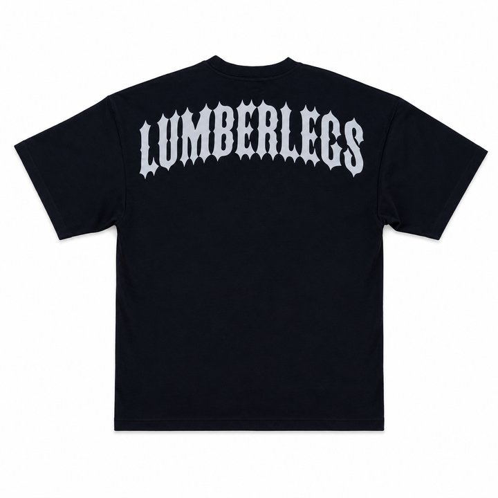 Translation missing: en.Black oversized  t-shirt with 'LUMBERLEGS' printed across upper back