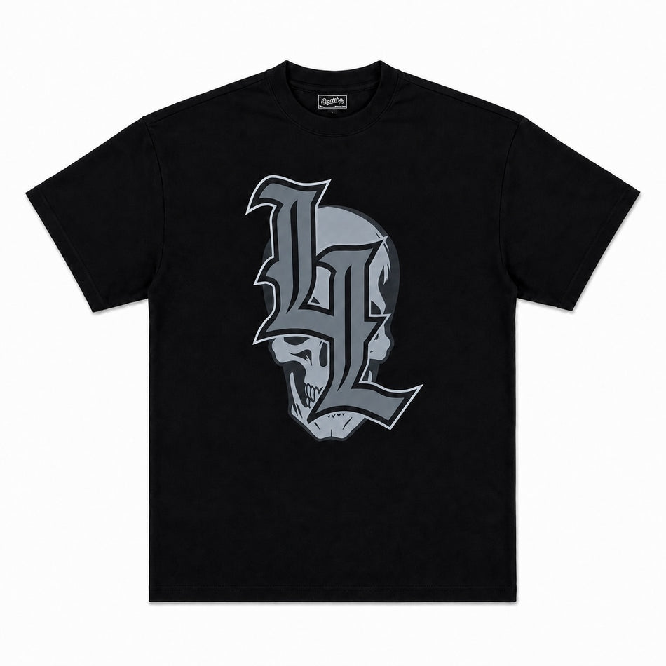 SKULL Logo Heavyweight Oversized Gym Tee - Black