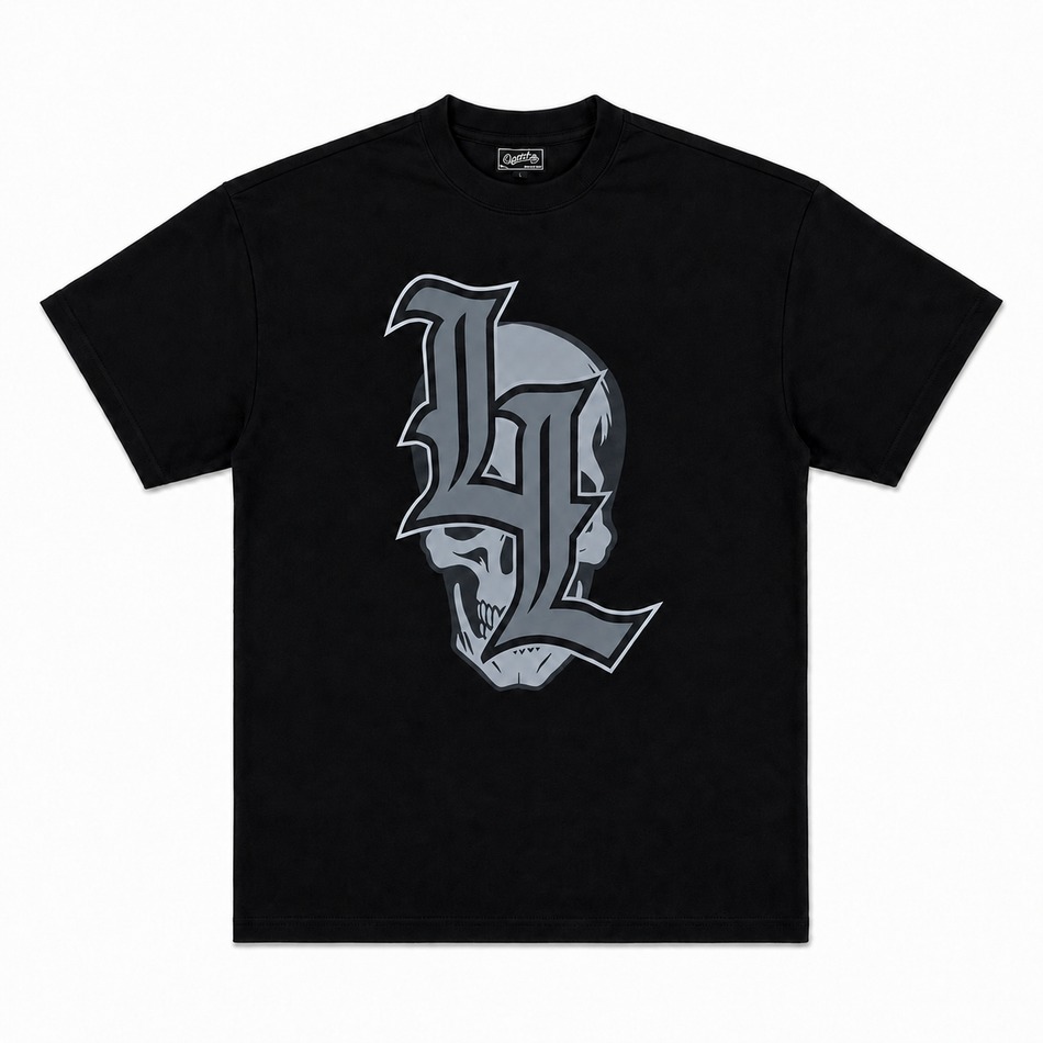 SKULL Logo Heavyweight Oversized Gym Tee - Black