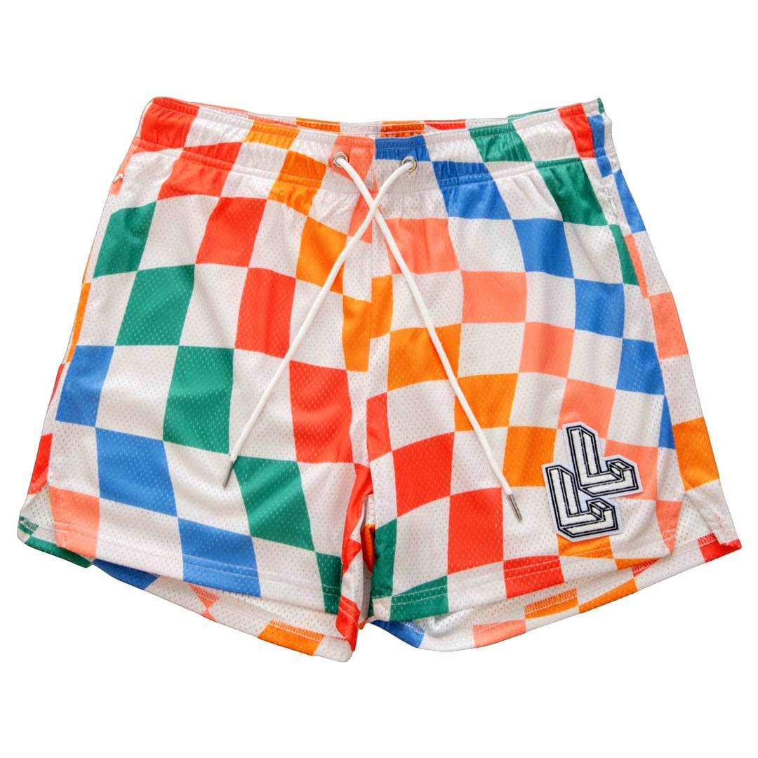 Rainbow Checkered workout shorts
