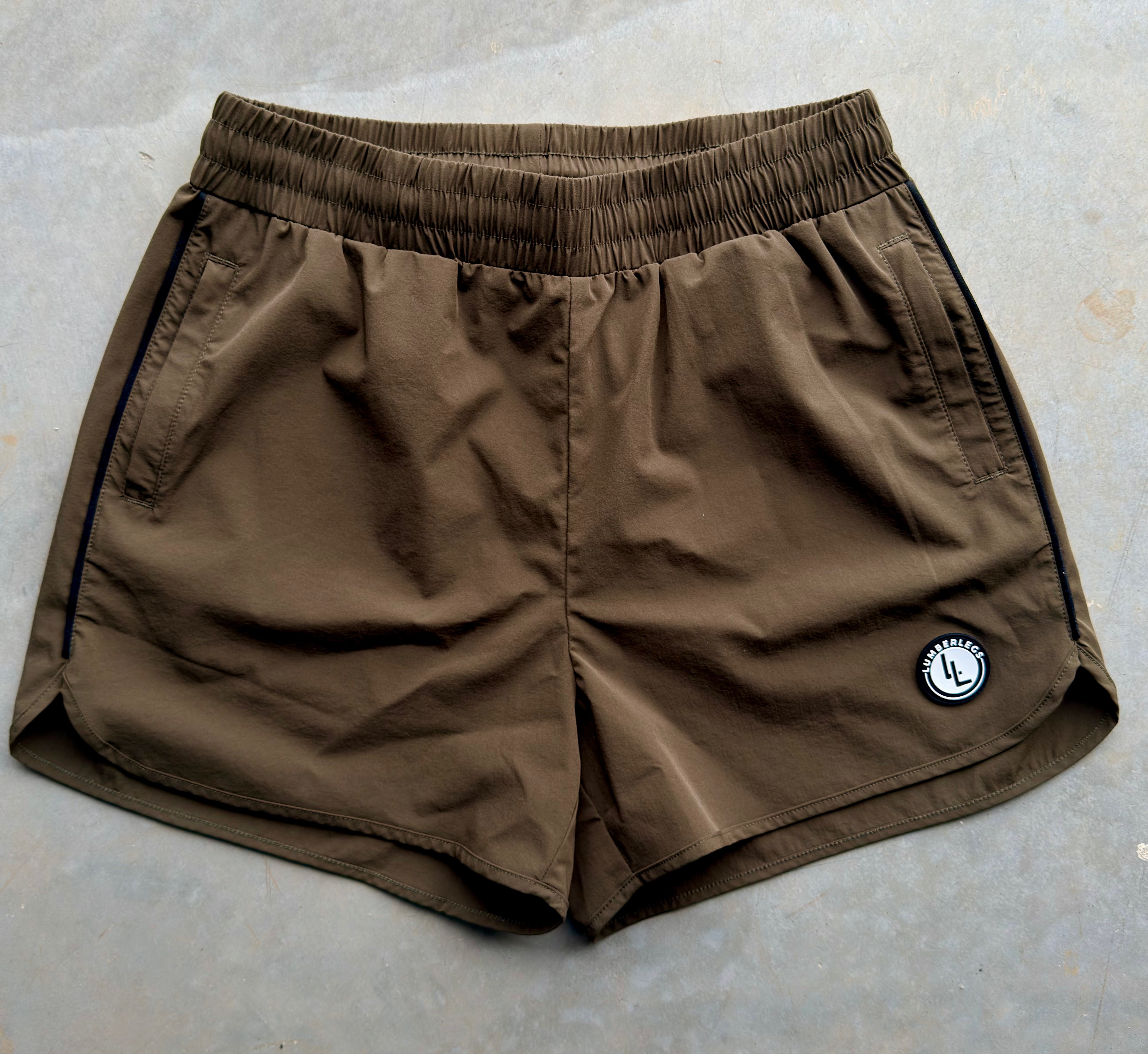 Military Green 3" inseam gym shorts front view