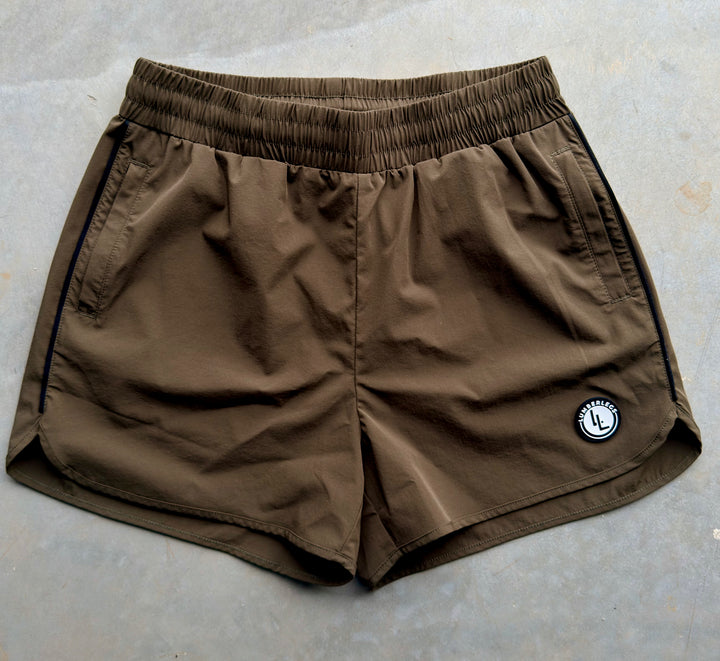 Translation missing: en.Military Green 3" inseam gym shorts front view
