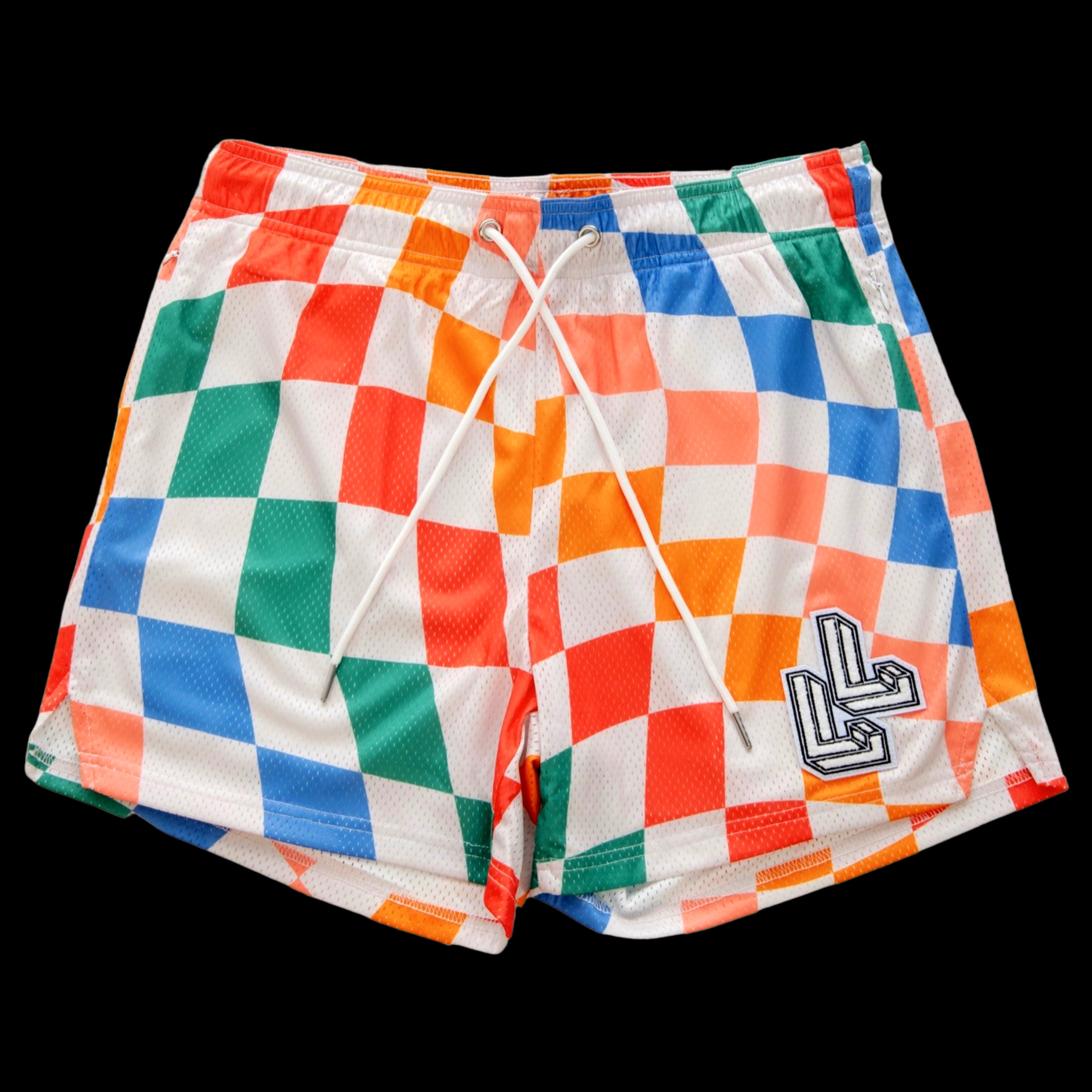 Rainbow Checkered workout shorts