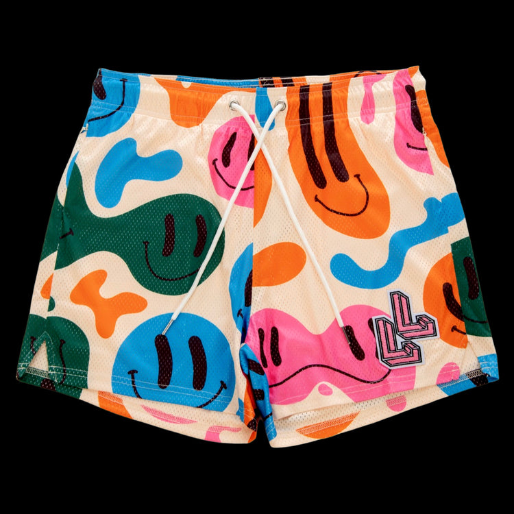 Psychedelic Smiley workout shorts