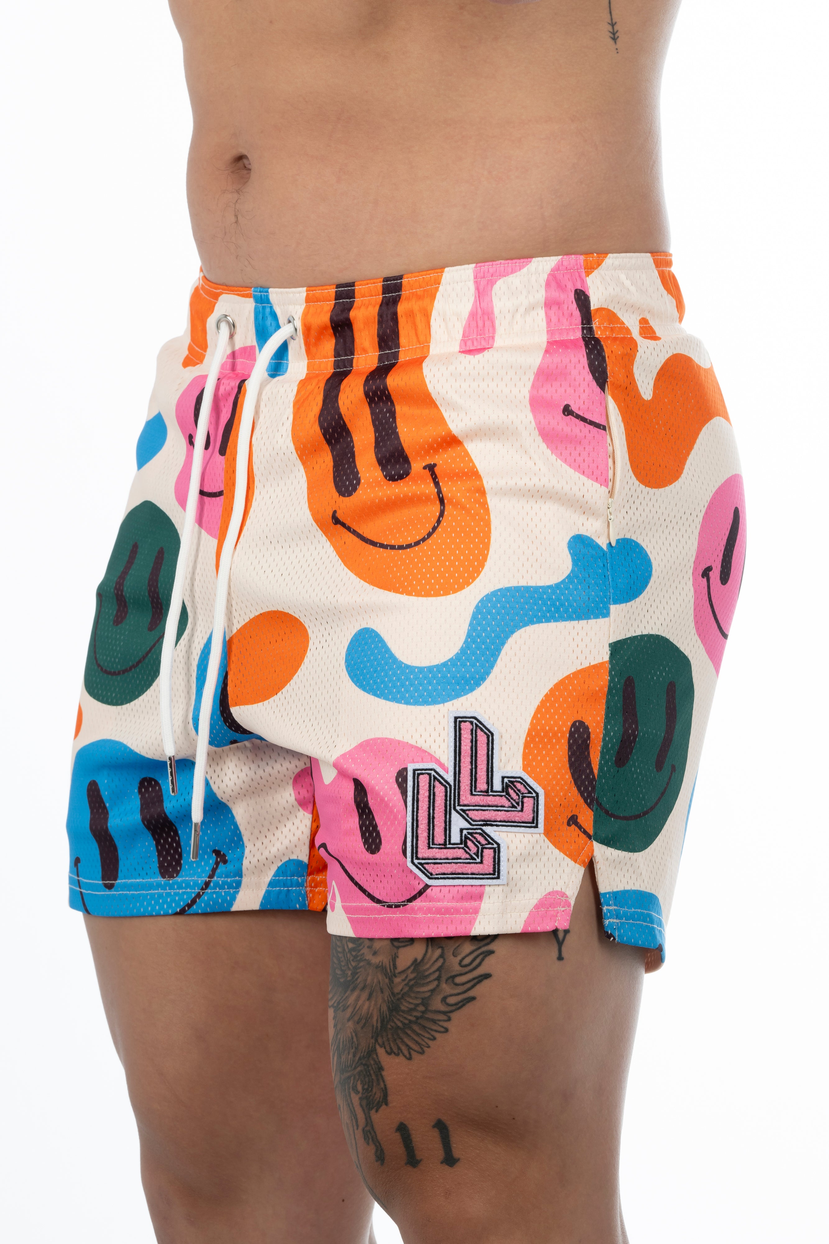 Psychedelic Smiley workout shorts