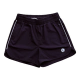 Obsidian Black 3" inseam gym shorts for lifters with side pocket and rubber LL logo patch.