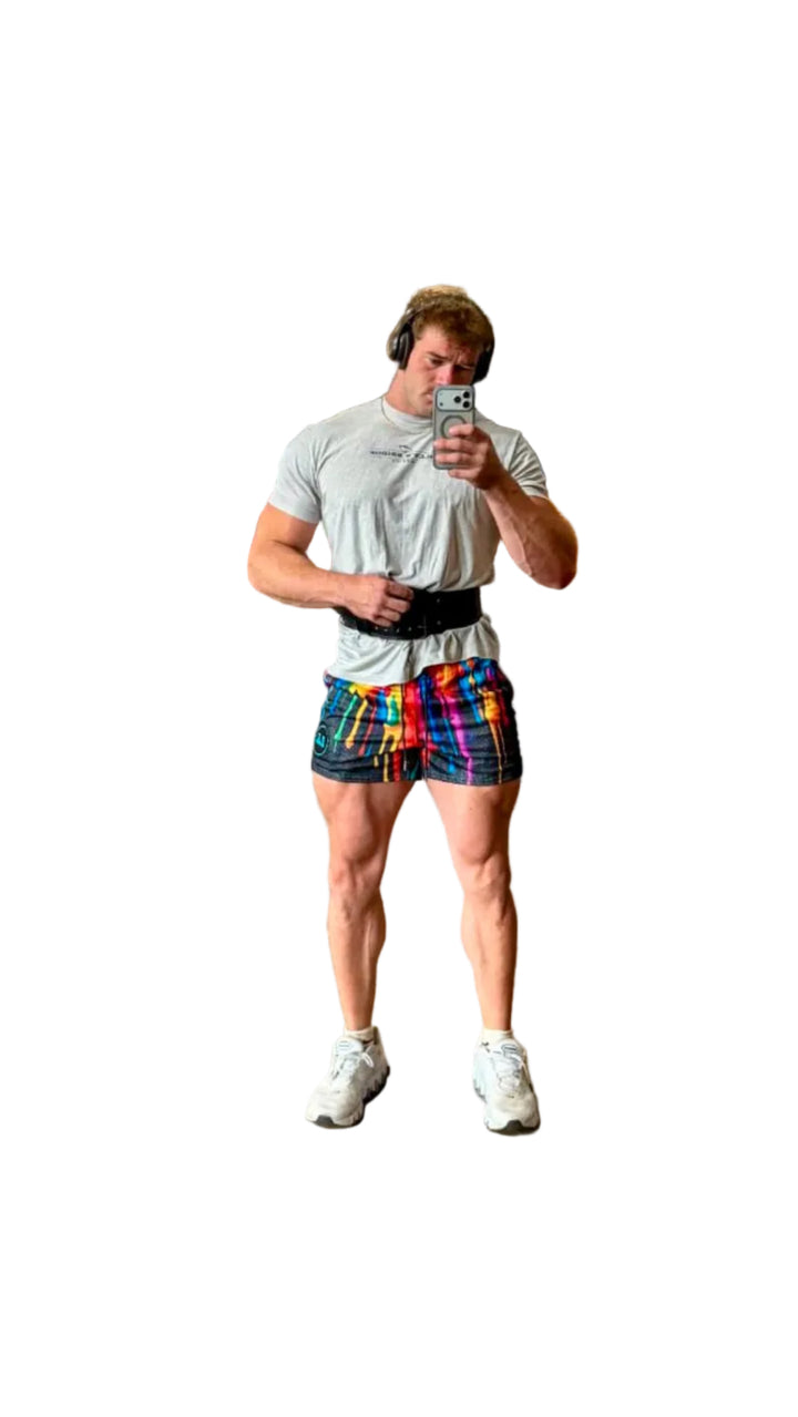 Translation missing: en.Model wearing Pump Paint LumbeLegs Gyms shorts