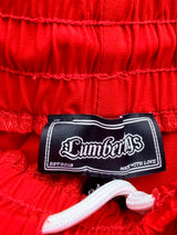 Red Riot OG gym shorts waistband and drawstring detail