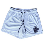 White LumberLegs Core Mesh Gym Shorts with black LL Logo