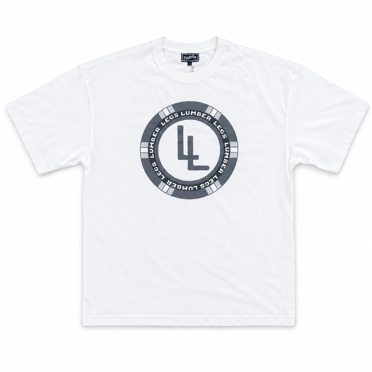 Translation missing: en.White oversized bodybuilding tee shirt with a LL circular logo
