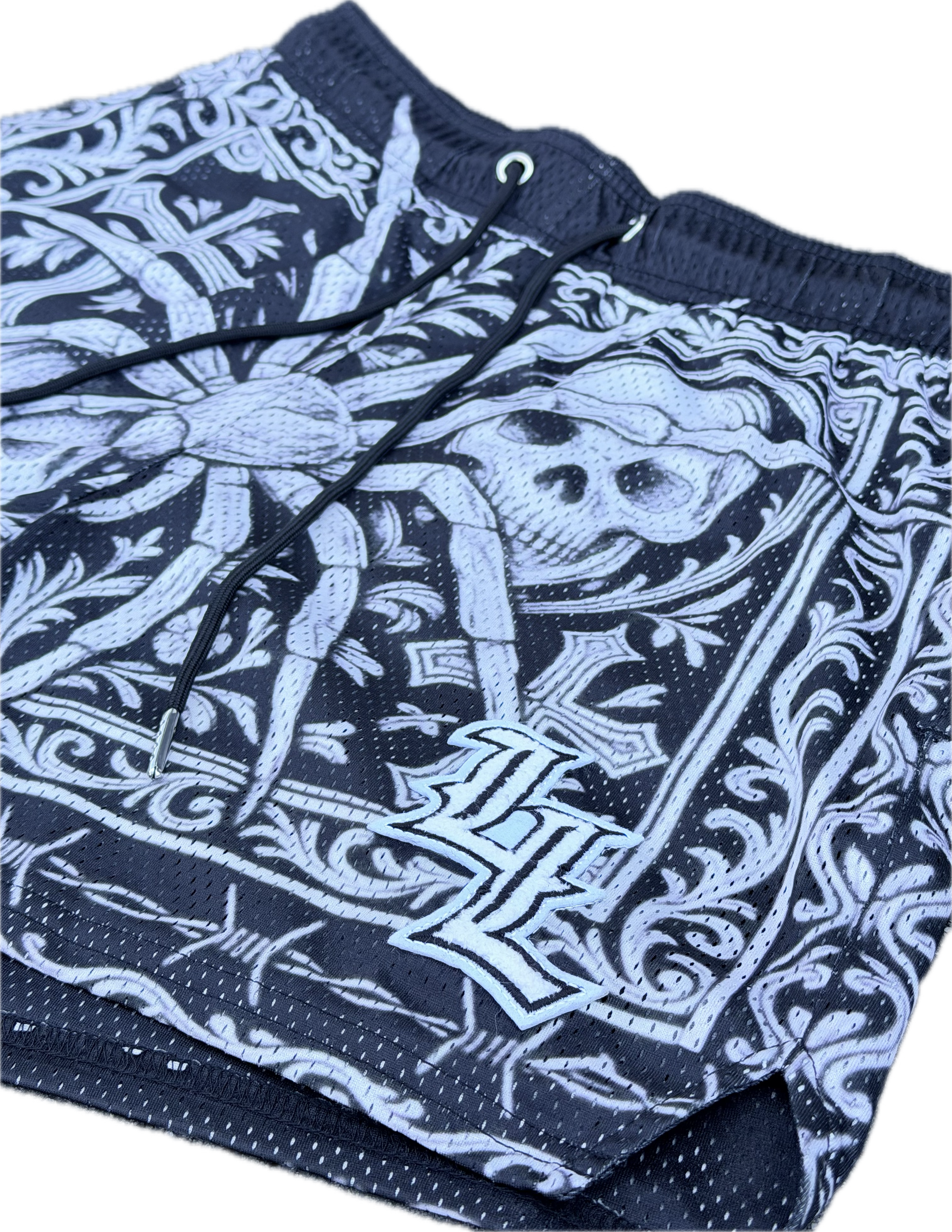 Gothic spider and skull LL logo view